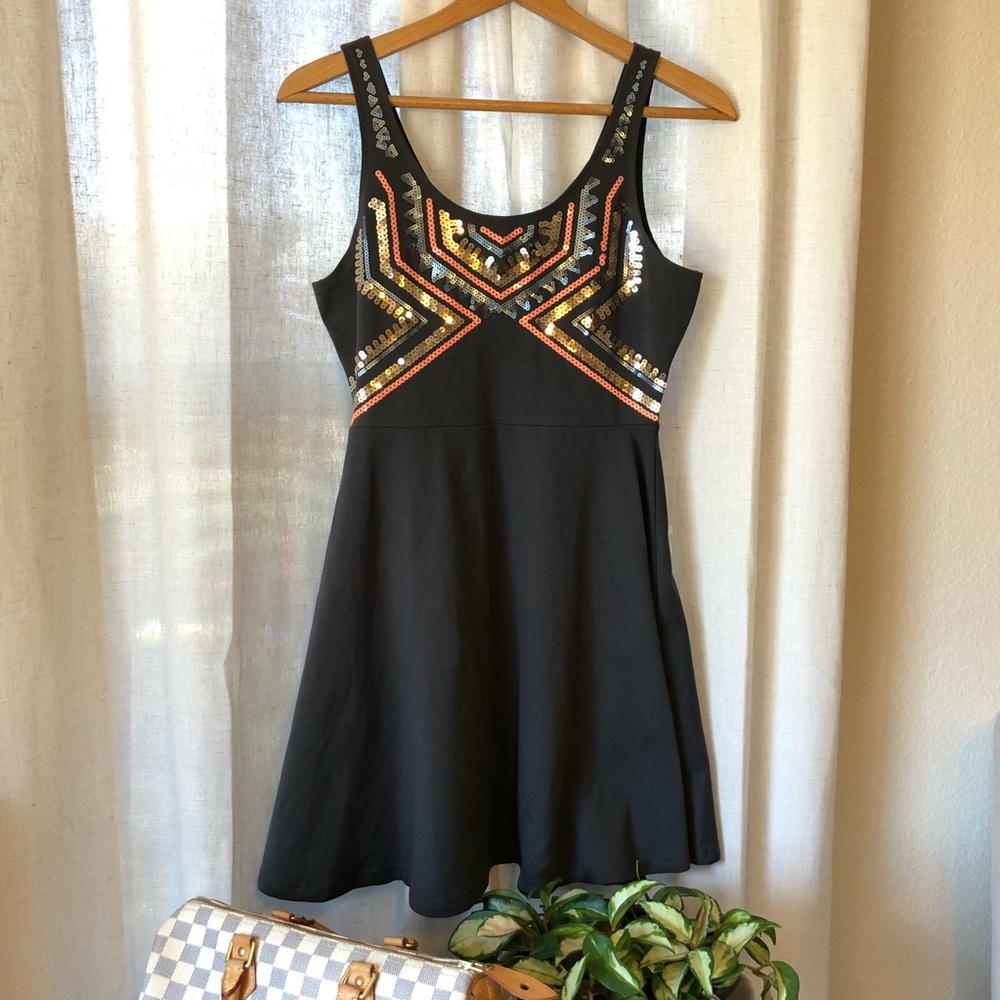Express Fit and Flare Sequins Dress XSmall